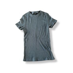 [Zara] Gray Ribbed Crewneck T-Shirt